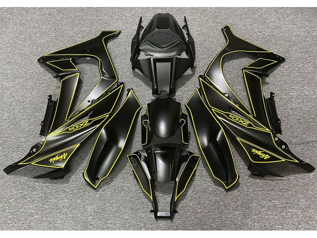 2011-2015 Matte Black & Yellow Lining ZX10R Motorcycle Fairings