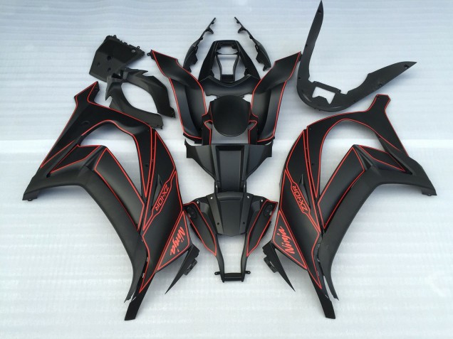 2011-2015 Matte Black and Red ZX10R Motorcycle Fairings