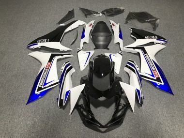 2011-2024 Blue Black and White writing GSXR 600-750 Motorcycle Fairings
