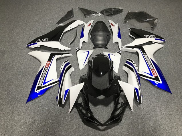 2011-2024 Blue Black and White writing GSXR 600-750 Motorcycle Fairings