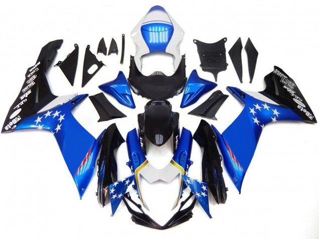2011-2024 Blue Style With Red Stars GSXR 600-750 Motorcycle Fairings