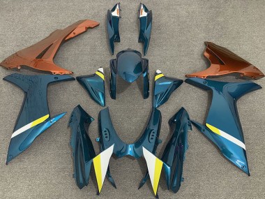 2011-2024 Gloss Light Blue and Orange GSXR 600-750 Motorcycle Fairings