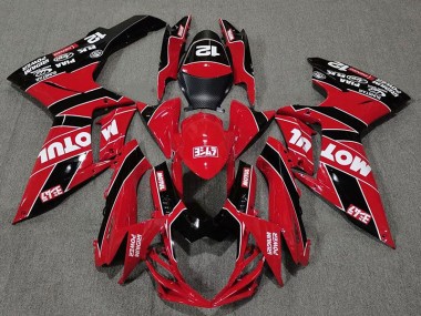 2011-2024 Gloss Red and Black Motul GSXR 600-750 Motorcycle Fairings