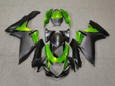 2011-2024 Matte Black and Green GSXR 600-750 Motorcycle Fairings