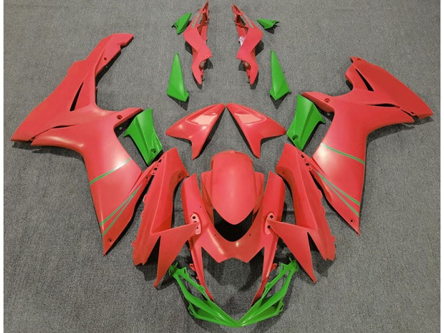 2011-2024 Matte Grapefruit Red & Green GSXR 600-750 Motorcycle Fairings
