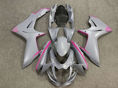 2011-2024 Matte Nardo Grey & Pink Accents GSXR 600-750 Motorcycle Fairings