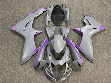 2011-2024 Matte Nardo Grey & Purple Accents GSXR 600-750 Motorcycle Fairings