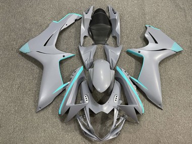2011-2024 Matte Nardo Grey & Teal Accents GSXR 600-750 Motorcycle Fairings