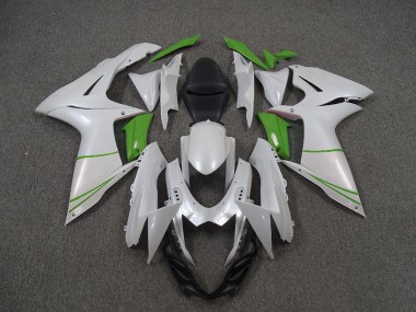2011-2024 Pearl White and Green GSXR 600-750 Motorcycle Fairings