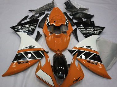 2012-2014 Gloss Orange White and Black R1 Motorcycle Fairings