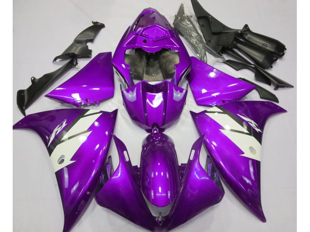 2012-2014 Gloss Purple & White R1 Motorcycle Fairings
