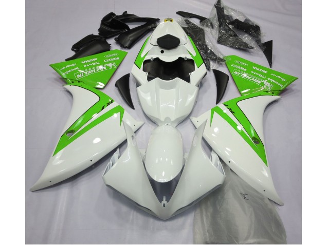 2012-2014 Gloss White and Green R1 Motorcycle Fairings