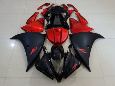 2012-2014 Matte Black and Fire Red R1 Motorcycle Fairings