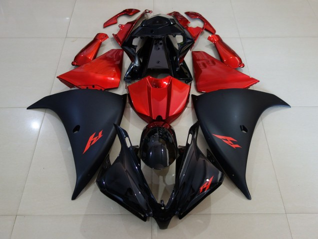 2012-2014 Matte Black and Fire Red R1 Motorcycle Fairings