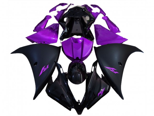 2012-2014 Matte Black and Purple R1 Motorcycle Fairings