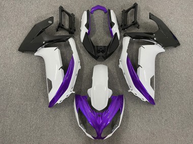 2012-2016 Gloss White & Purple Ninja 650R Motorcycle Fairings