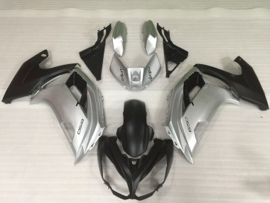2012-2016 Silver and Black Ninja 650R Motorcycle Fairings