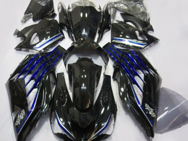 2012-2021 Gloss Black & Blue ZX14R Motorcycle Fairings