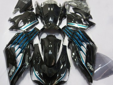 2012-2021 Gloss Black & Light Blue ZX14R Motorcycle Fairings