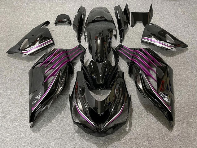 2012-2021 Gloss Black & Pink ZX14R Motorcycle Fairings