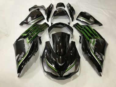 2012-2021 Gloss Black and Slime Green ZX14R Motorcycle Fairings