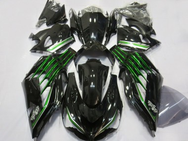 2012-2021 Gloss Black with Green ZX14R Motorcycle Fairings