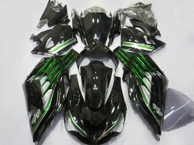 2012-2021 Gloss Black with Green ZX14R Motorcycle Fairings