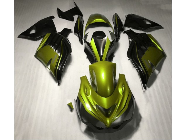 2012-2021 Gloss Yellow and Black ZX14R Motorcycle Fairings