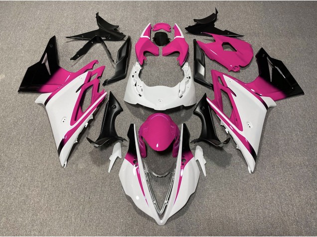 2013-2016 Gloss White and Pink Daytona 675 Motorcycle Fairings