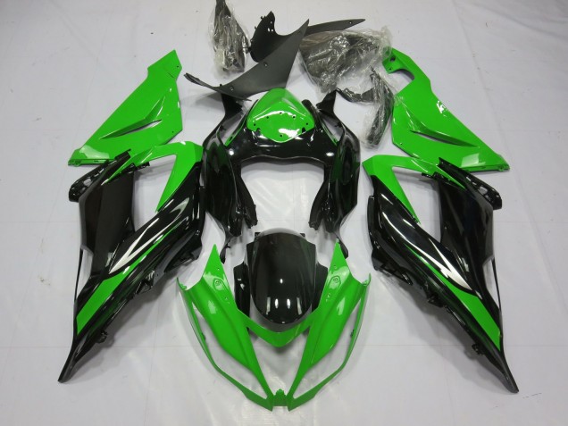 2013-2018 Black and Green ZX6R Motorcycle Fairings