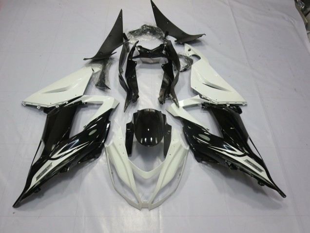 2013-2018 Black and White ZX6R Motorcycle Fairings