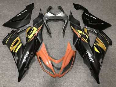 2013-2018 Gloss Black & Orange ZX6R Motorcycle Fairings