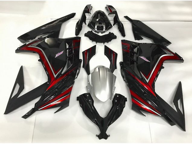 2013-2018 Gloss Black & Red Ninja 300 Motorcycle Fairings