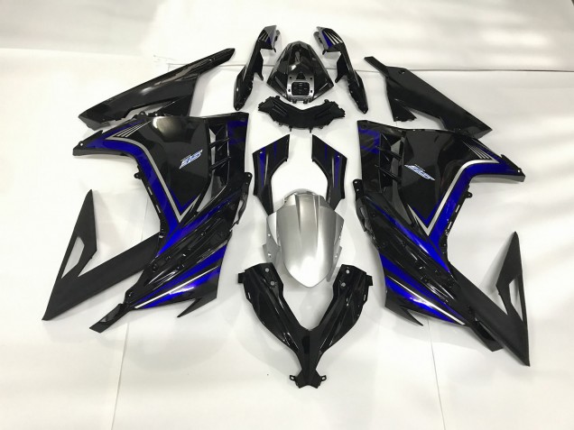 2013-2018 Gloss Black and Blue Ninja 300 Motorcycle Fairings