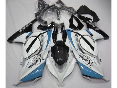 2013-2018 Gloss White & Light Blue Ninja 300 Motorcycle Fairings