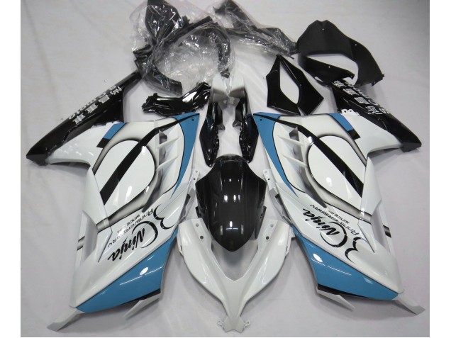 2013-2018 Gloss White & Light Blue Ninja 300 Motorcycle Fairings