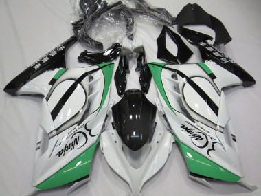 2013-2018 Gloss White and Green Ninja 300 Motorcycle Fairings