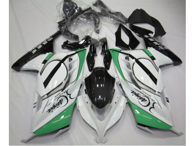 2013-2018 Gloss White and Green Ninja 300 Motorcycle Fairings
