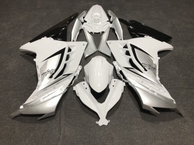 2013-2018 Gloss White and Silver Ninja 300 Motorcycle Fairings