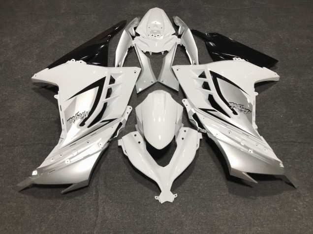2013-2018 Gloss White and Silver Ninja 300 Motorcycle Fairings