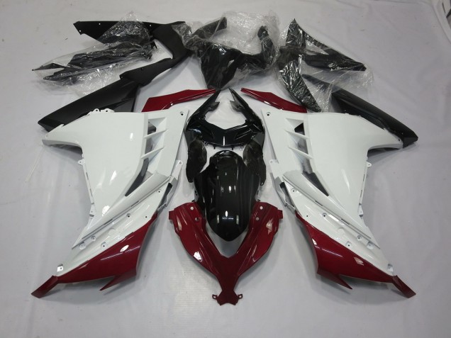2013-2018 Maroon and White Ninja 300 Motorcycle Fairings
