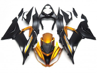 2013-2018 Matte Black and Gold ZX6R Motorcycle Fairings