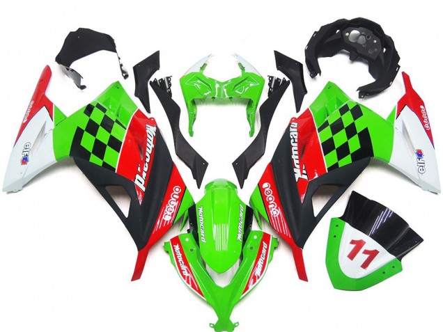 2013-2018 Red and Black Check Gloss Ninja 300 Motorcycle Fairings