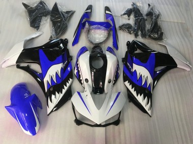2015-2018 Blue and White Shark R3 Motorcycle Fairings
