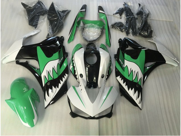 2015-2018 Green and White Shark R3 Motorcycle Fairings