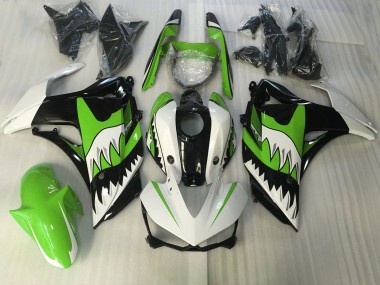 2015-2018 Lime Green and White Shark R3 Motorcycle Fairings