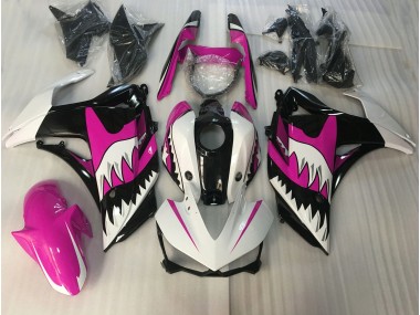 2015-2018 Pink and White Shark R3 Motorcycle Fairings