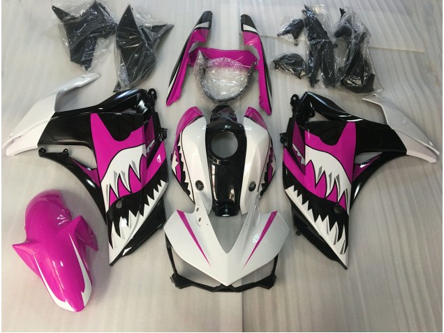 2015-2018 Pink and White Shark R3 Motorcycle Fairings