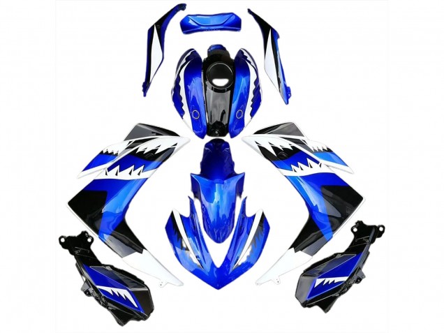 2015-2018 White Blue and Black Shark R3 Motorcycle Fairings
