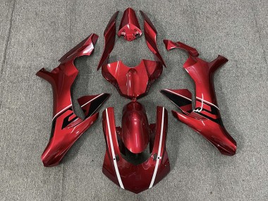 2015-2019 Deep Red & Black and White Accents R1 Motorcycle Fairings